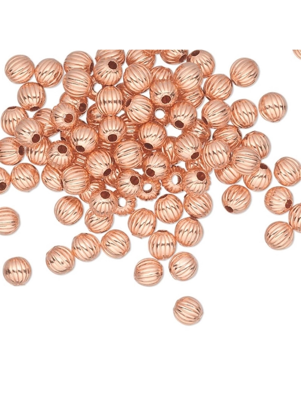 Bulk Solid India Shiny Copper 3mm Corrugated Ribbed Round Spacer Beads 100 pcs